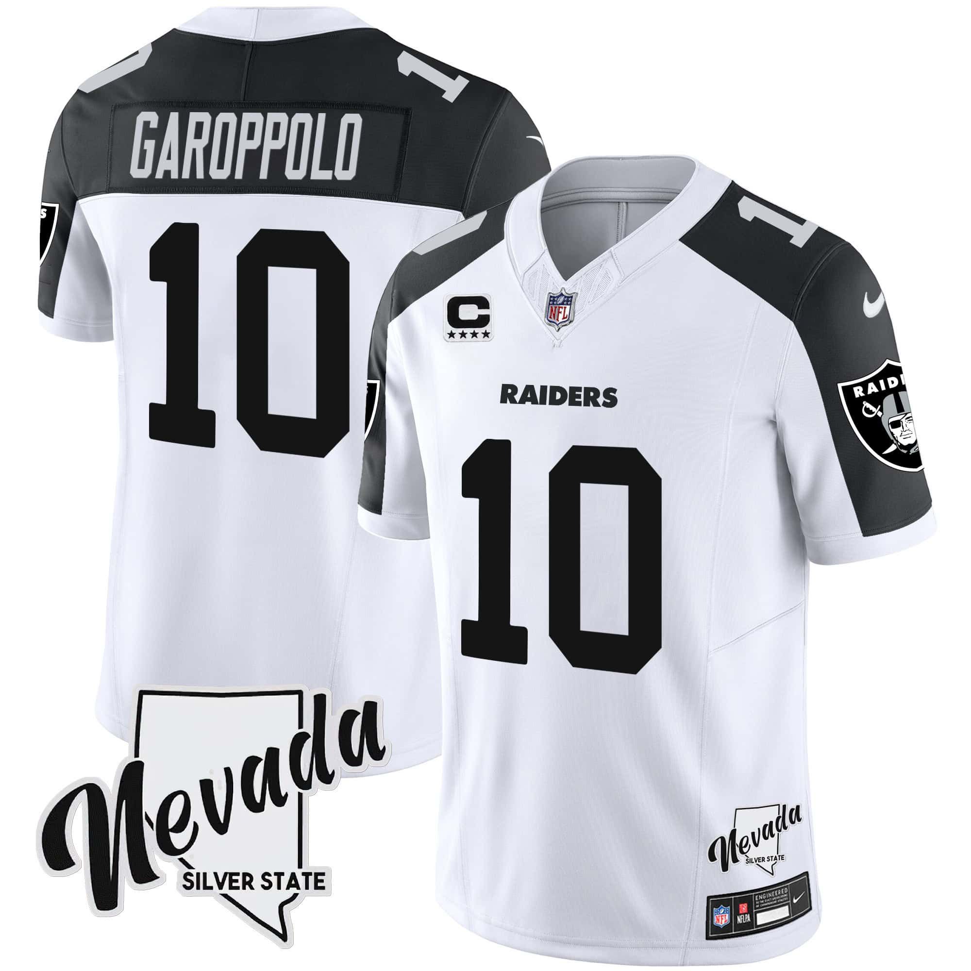 Men Oakland Raiders #10 Garoppo White 2024 Nike Nevada Silver State Patch Vapor NFL Jersey style 1->indianapolis colts->NFL Jersey